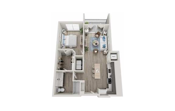 1 Bedroom 1 Bath Floorplan | 813 Sq. Ft. at Innsbrook Square, Glen Allen, 23060