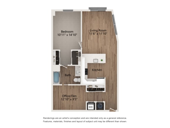 A8 1 Bed 1 Bath Apartment | 993 Sq. Ft. at Centro at Pine Nash, Wilson, NC, 27893