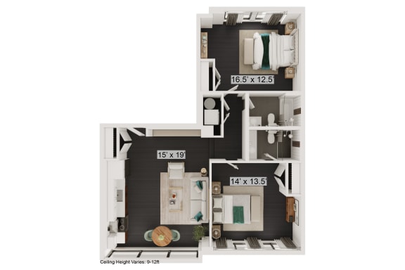 bedroom floor plan an in 1 bed 1 bath
