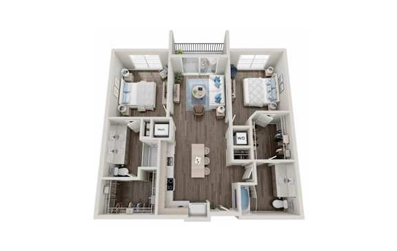 2 Bedroom Floorplan | 1,173 Sq. Ft. at Innsbrook Square, Glen Allen, 23060