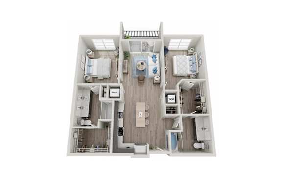Two Bed Floorplan | 1,173 Sq. Ft. at Innsbrook Square, Glen Allen, Virginia