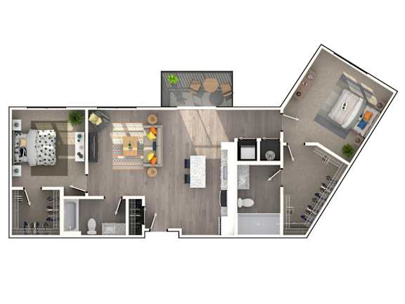 Two Bed Floorplan | 1,105 Sq. Ft. at Triton Glen, Glen Allen, VA, 23060
