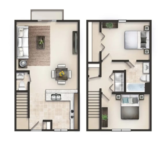 B2P Floor Plan | 950 Sq. Ft. at Ashbrook Village, Gastonia, North Carolina