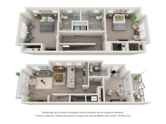 3 Bed 3 Bath Floor Plan | 1,695 Sq. Ft. at Barclay Place Apartments, Wilmington, North Carolina