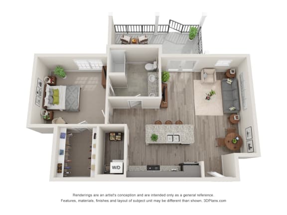 1bed 1bath A4 floor planat Barclay Place Apartments, North Carolina, 28412