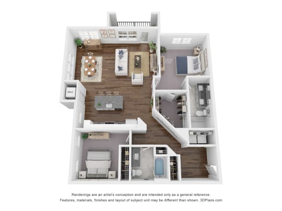 2 Bed 2 Bath Floor Plan | 1,392 Sq. Ft. at The Bella at Westchester.