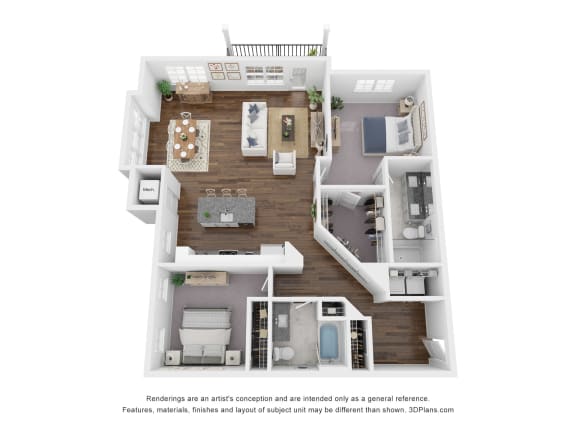 2 Bed 2 Bath Floor Plan | 1,407 Sq. Ft. at The Bella at Westchester.