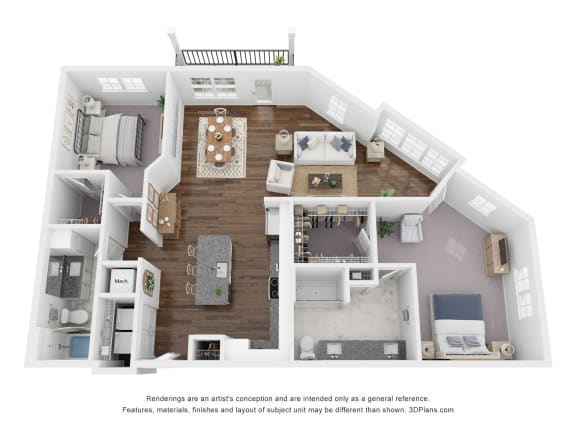 2 Bed 2 Bath Floor Plan | 1,427 Sq. Ft. at The Bella at Westchester.