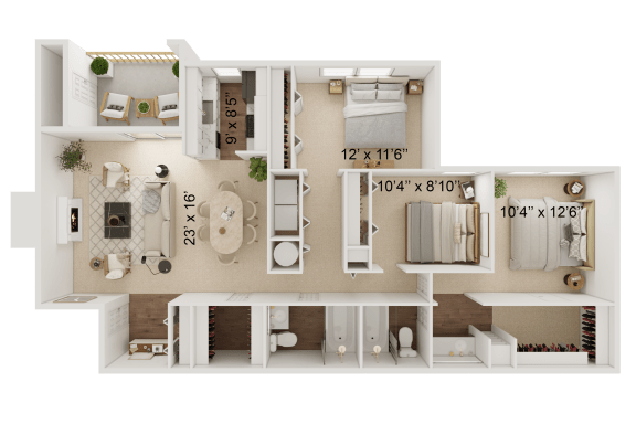 a floor plan of a house with a bedroom and a living room