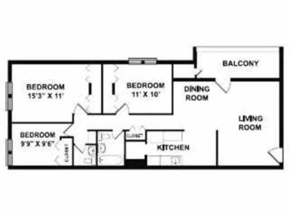 3 Bed 1.5 Bath Floor Plan | 1,111 Sq. Ft. at Gates of West Bay, Virginia
