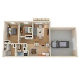 A dollhouse living room with furniture and a carpet.