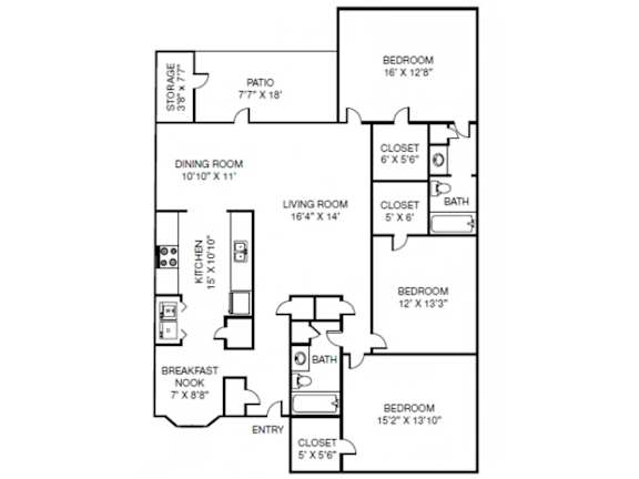 A black and white image of a floor plan for a house.