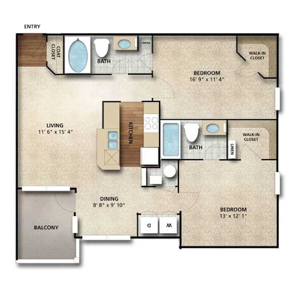 Floor Plan  Kent I Floor Plan | 975 Sq. Ft. at The Orchard, Dublin