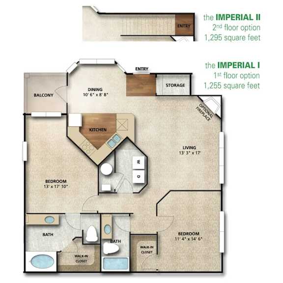Imperial I Floor Plan | 1,255 Sq. Ft. at The Orchard, Dublin, 43016