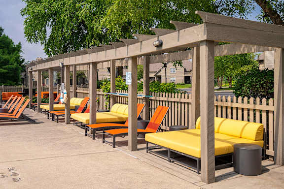 Row of lounge chairs at Camden Place Apartments, Dublin