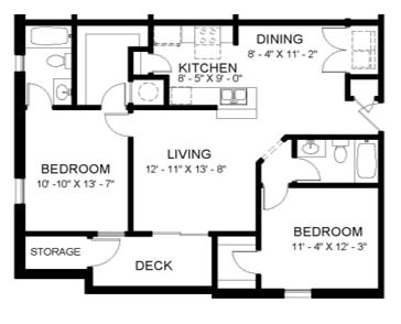 Floor Plan  This is the Cavalier at Jefferson Forrest Manor, it is a two bedroom and two bathroom apartment