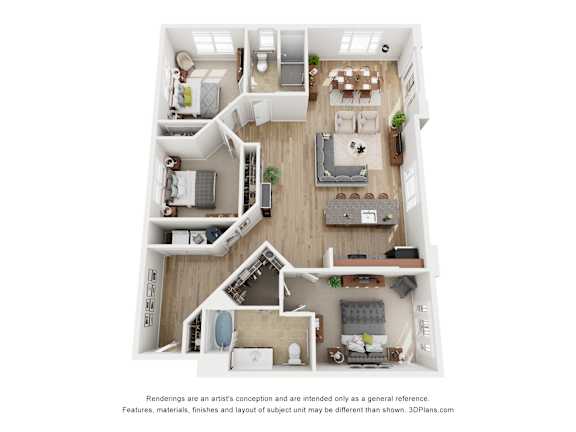 A floor plan of a two-story house with a living room, kitchen, and bedrooms.