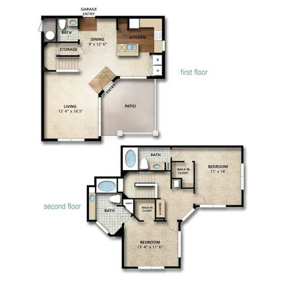 Kingston II Floor Plan | 1,395 Sq. Ft. at The Orchard, Ohio