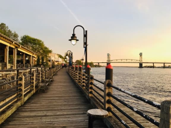 Direct Access to the Cape Fear Riverwalk and Retail Plazas  at Pier 33 Apartments, Wilmington, NC