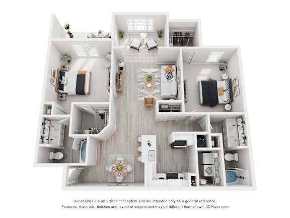 A floor plan of a house with a living room, dining room, kitchen, and multiple bathrooms.