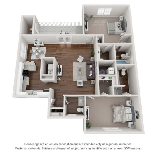 Fairgate Apartments Raleigh 2 bed floor plan