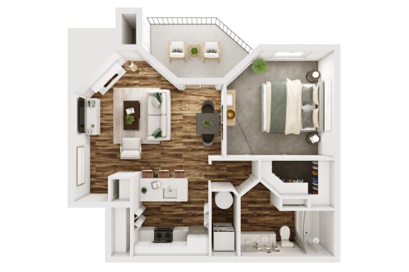 The Fairland Floor Plan | 659 Sq. Ft. at The Crest on Hampton Hollow, Silver Spring, Maryland 20904