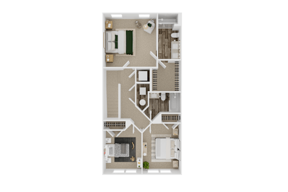 Hickory 3 Bedroom Upper level floor plan | 1,340 Sq. Ft. at The Mark, Virginia, 22801