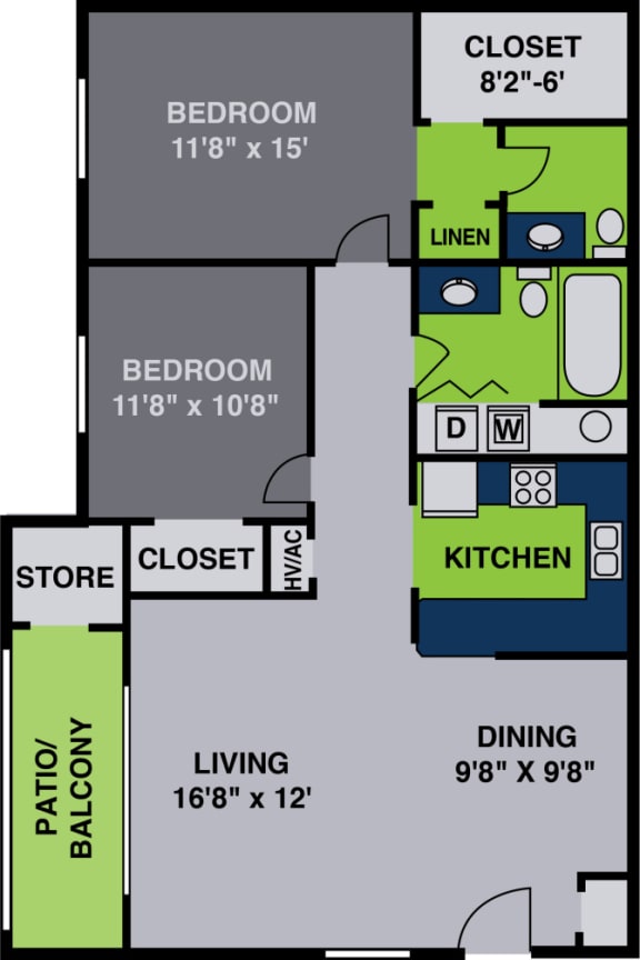 Hunting Ridge Floor Plan 2 bed