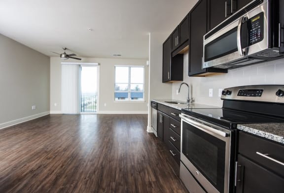Kitchen With Appliances at The Lincoln Apartments , Raleigh, 27601