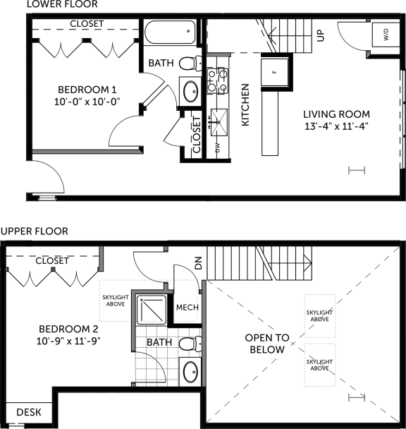 floor plan of the lower level and upper floor