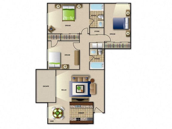 3 bedroom apartment in Raleigh NC