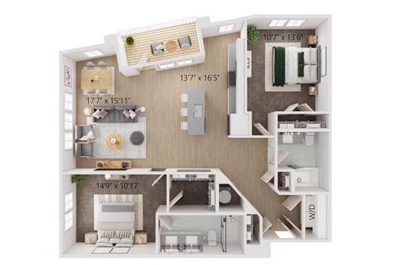 A 149x107 floor plan of a small apartment.