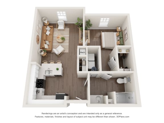 a 1 bedroom floor plan  woodland commons apartments