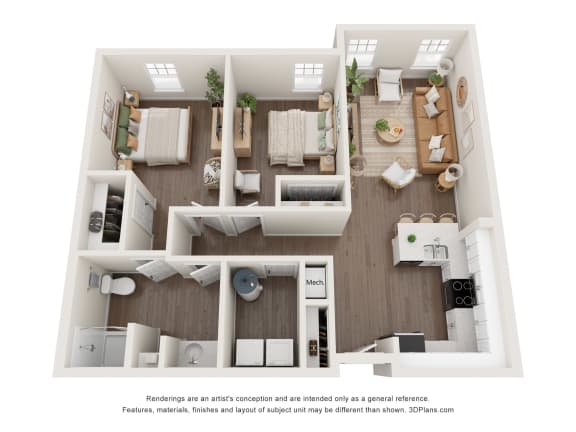 a 1 bedroom floor plan with a bathroom and a living room