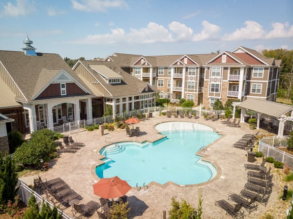 Pool Ariel view at Pavilion Village, North Carolina, 28262