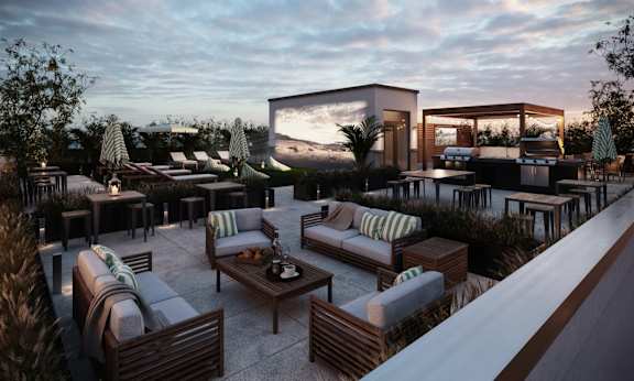 Outdoor Firepit Lounge at Aviator Lofts, Virginia