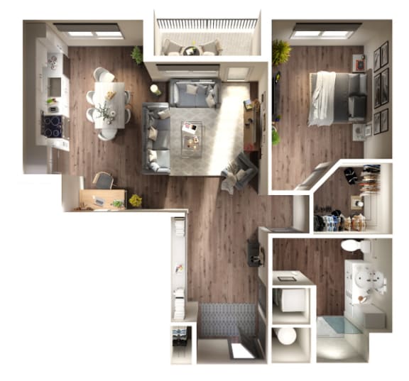 Cape Floor Plan | 971 Sq. Ft. at Pier 33 Apartments, Wilmington