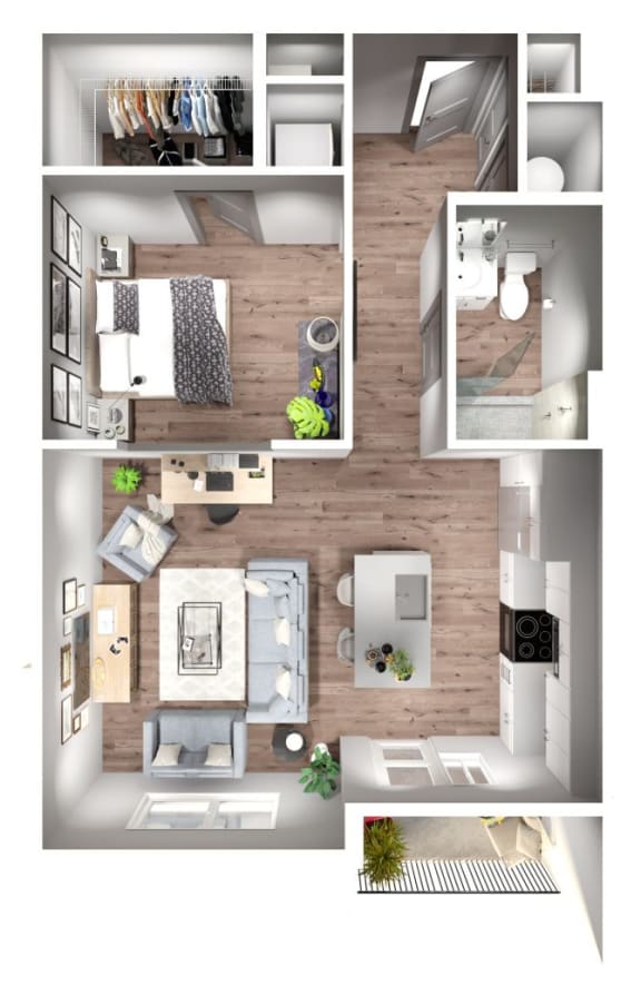 Fisher Floor Plan | 690 Sq. Ft. at Pier 33 Apartments, North Carolina