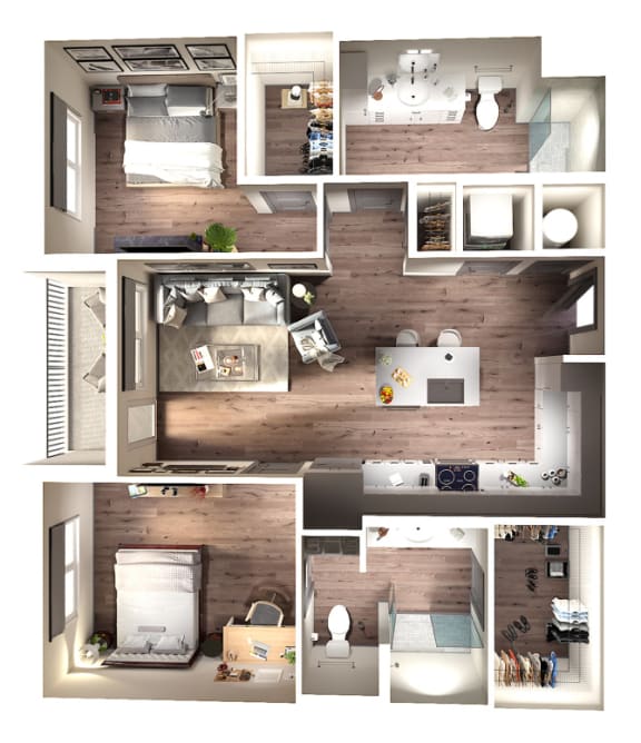 Marina Floor Plan | 1,046 Sq. Ft. at Pier 33 Apartments, North Carolina, 28401