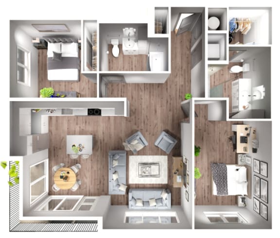 Mason Floor Plan | 1,285 Sq. Ft. at Pier 33 Apartments, Wilmington, NC, 28401