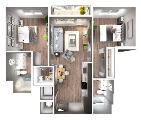 Mercer Floor Plan | 917 Sq. Ft. at Pier 33 Apartments, Wilmington, North Carolina