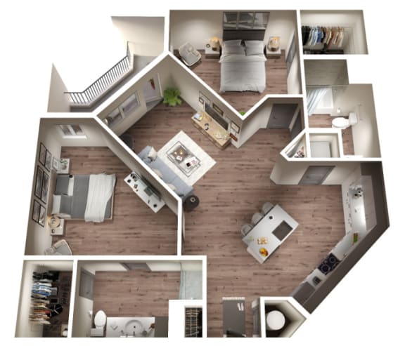 Mott Floor Plan | 1,232 Sq. Ft. at Pier 33 Apartments, Wilmington, NC
