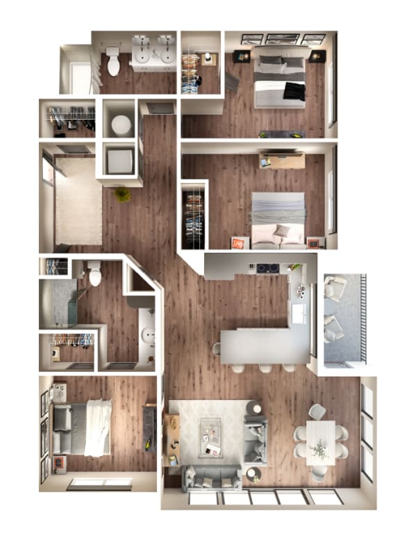 Roberts Floor Plan | 1,451 Sq. Ft. at Pier 33 Apartments, Wilmington, 28401