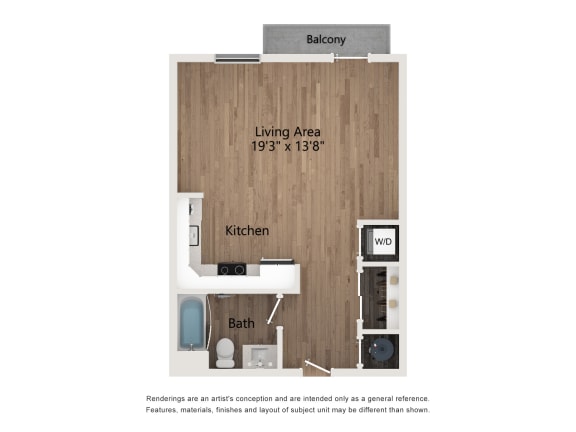 S4 Studio Apartment | 540 Sq. Ft. at Centro at Pine Nash, Wilson, NC, North Carolina, 27893