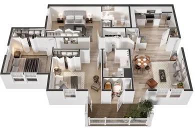 2 Bedroom 2 Bathroom Floor Plan at Bay Pointe at Summerville, Summerville, 29483