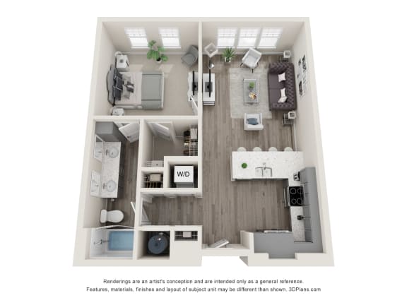 bedroom floor plan at the approach at summit park apartments in fort worth, tx