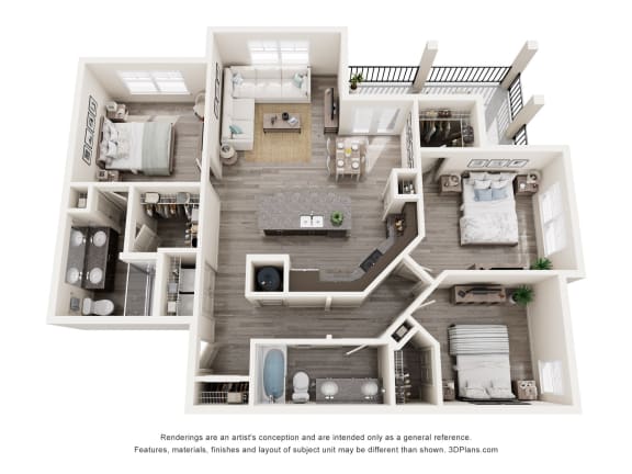 3 Bed 2 Bath Floor Plan | 1,345 Sq. Ft. at The Enclave at Deer Moss Creek, Niceville, FL, 32578