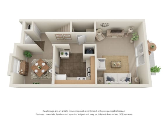 Ground level of 2 bedroom 1.5 bathroom at The Everett  Apartments in Roanoke, VA 24018