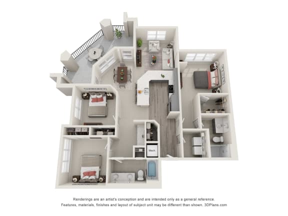 3 Beds 2 Baths Willard Floor Plan | 1,459 Sq. Ft. at Ellis Station, Durham, NC