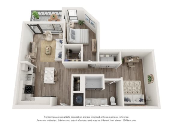 Adams  Floor Plan | 894 Sq. Ft. at The Walker, Cary, North Carolina